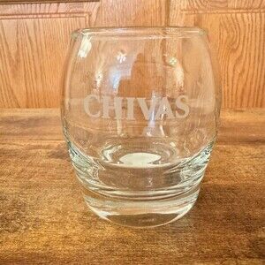 Chivas Regal Swirl Rocks Glass Lowball Tumbler Etched Logo Heavy Base